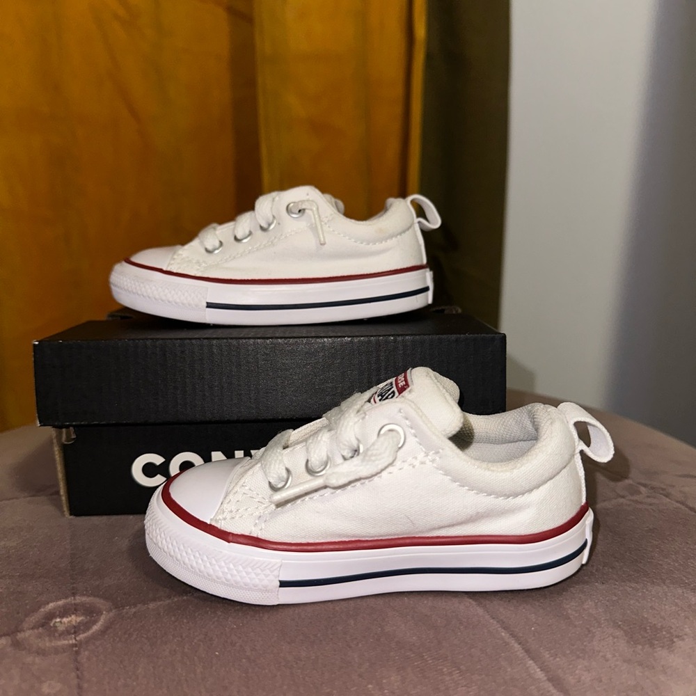 Converse Kids White and Red Sneakers